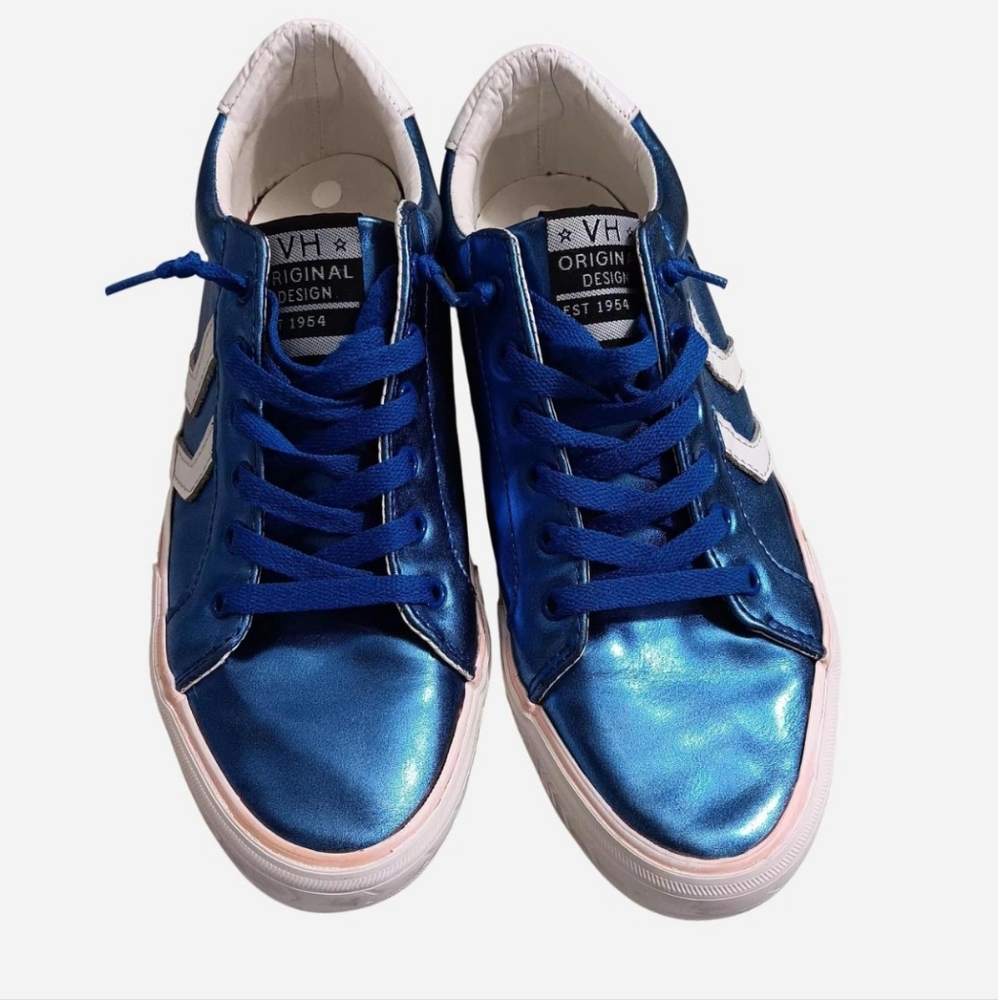 Vintage Havana Blue Metallic Sneakers with White Accents